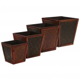 Bamboo Square Decorative Planters (Set of 4: Multiple Sizes)