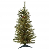 3 foot Christmas Tree with Pine Cones & Clear Lights