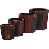 Bamboo Octagon Decorative Planters (Set of 4: Multiple Sizes)