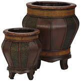 Decorative Wood Panel Planters (Set of 2: Multiple Sizes)