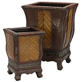 Decorative Wood Planters (Set of 2: Multiple Sizes)