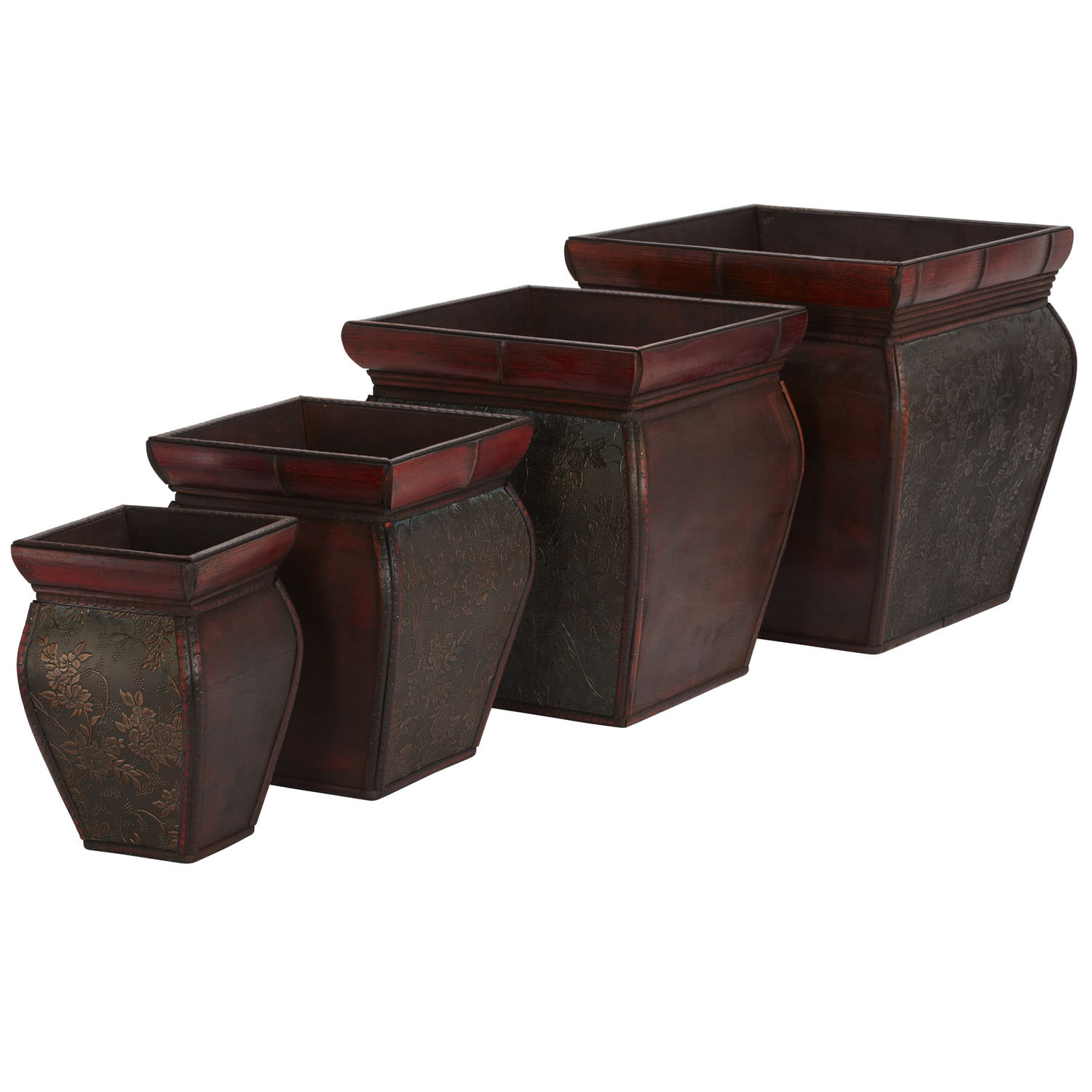 Square Planters With Rim (set Of 4: Multiple Sizes)