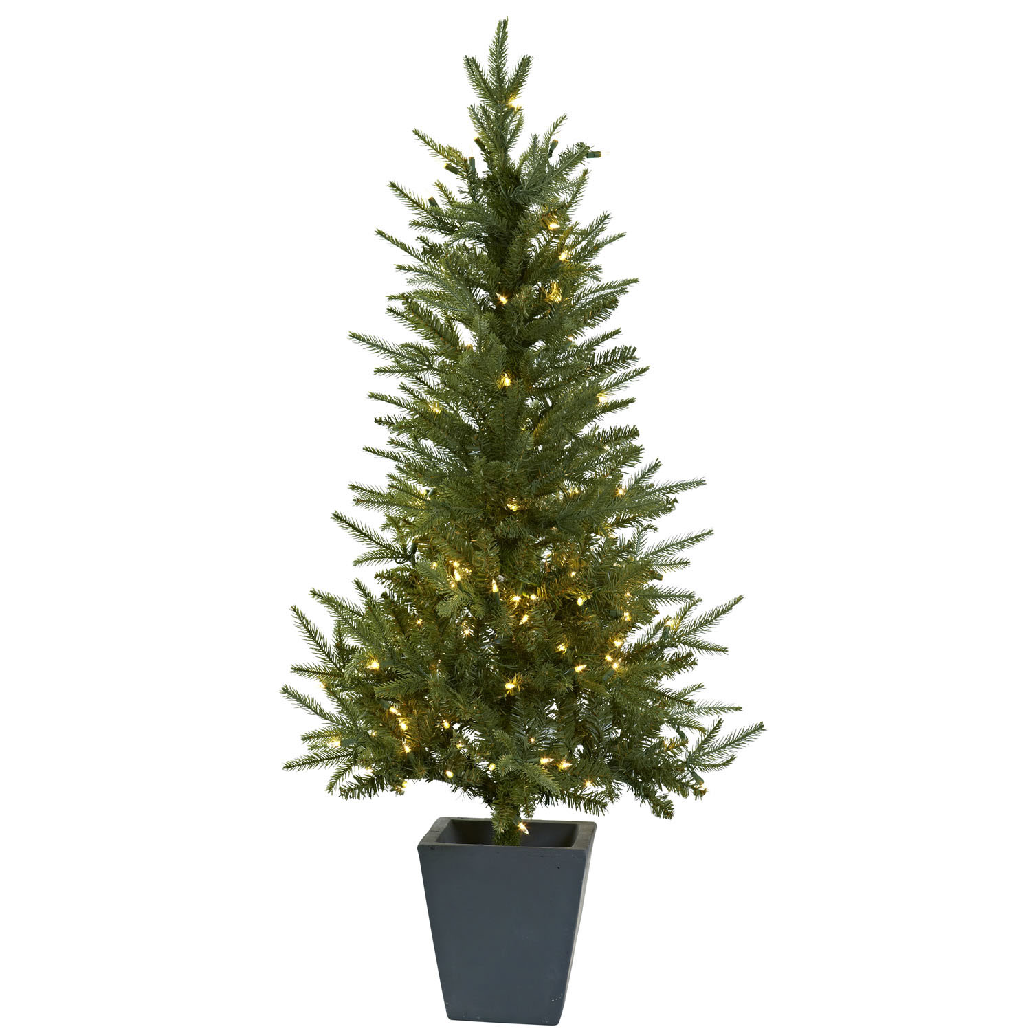 4.5 Foot Christmas Tree With Clear Lights & Decorative Planter