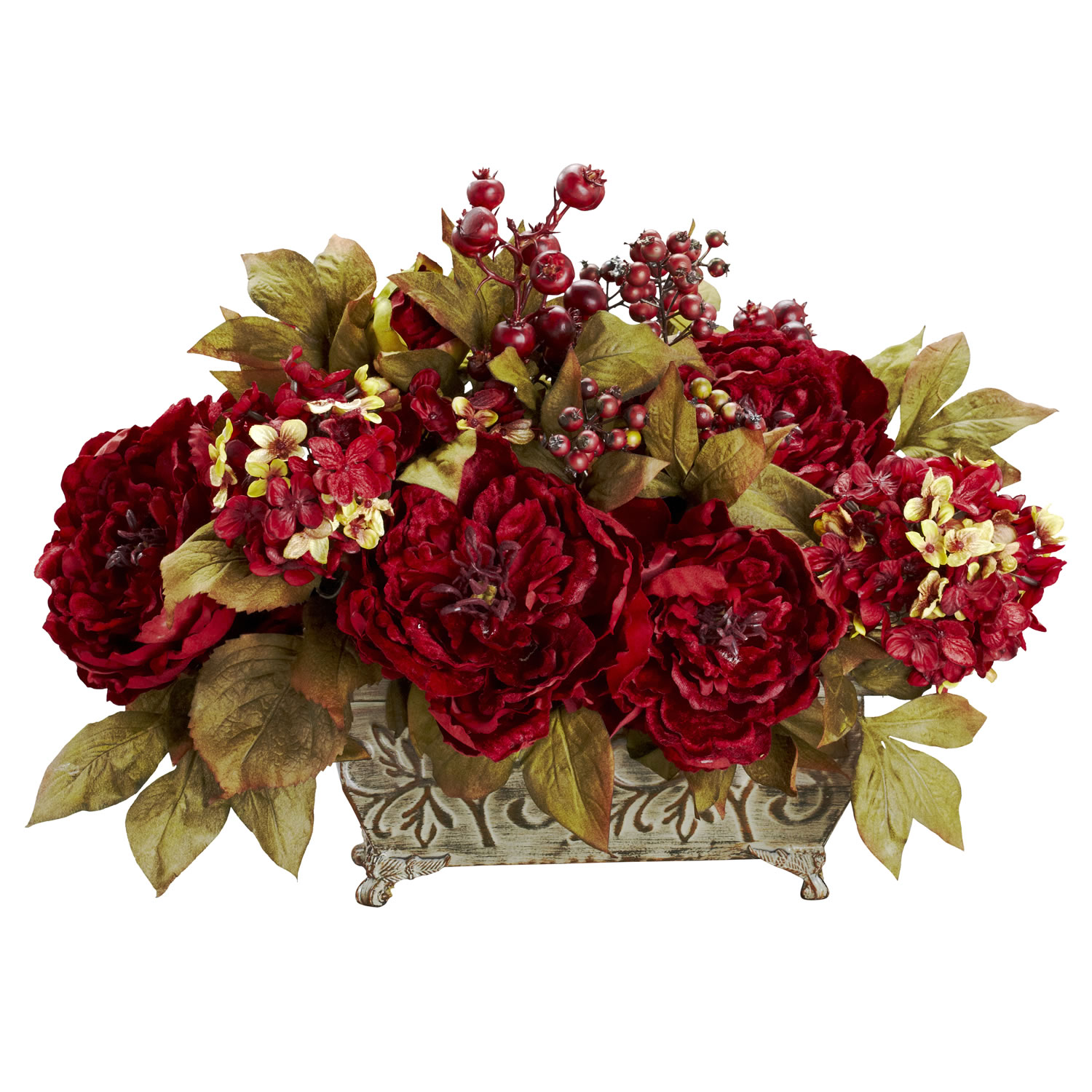 Silk Peony and Hydrangea Arrangement
