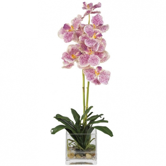 Silk Vanda Orchid in Glass Vase | 4638-PP