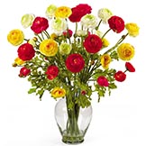 24 inch Ranunculus Liquid Illusion Silk Flower Arrangement in Vase