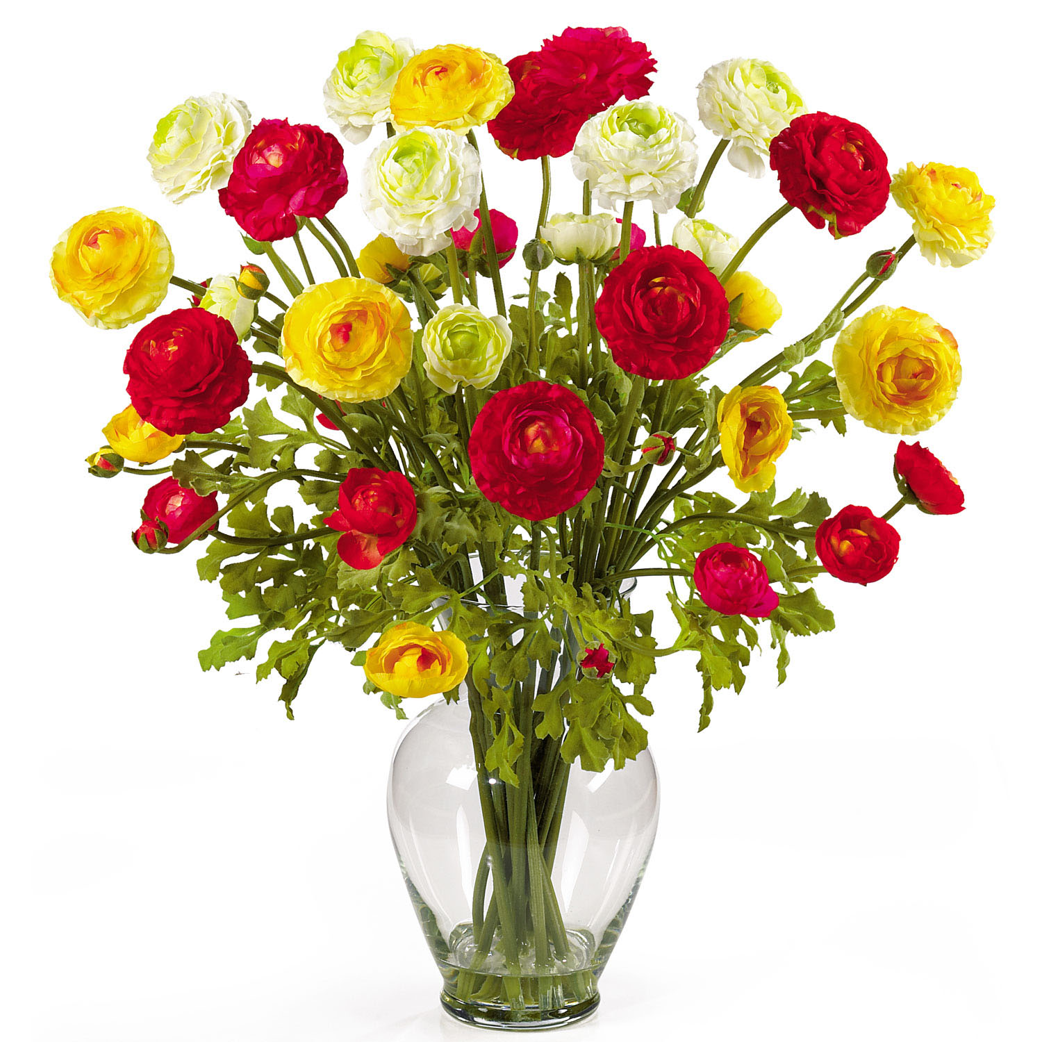 24 inch Ranunculus Liquid Illusion Silk Flower Arrangement in Vase