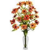 Silk Cosmos in Glass Vase