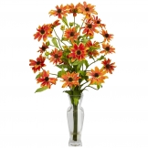 Silk Cosmos in Glass Vase