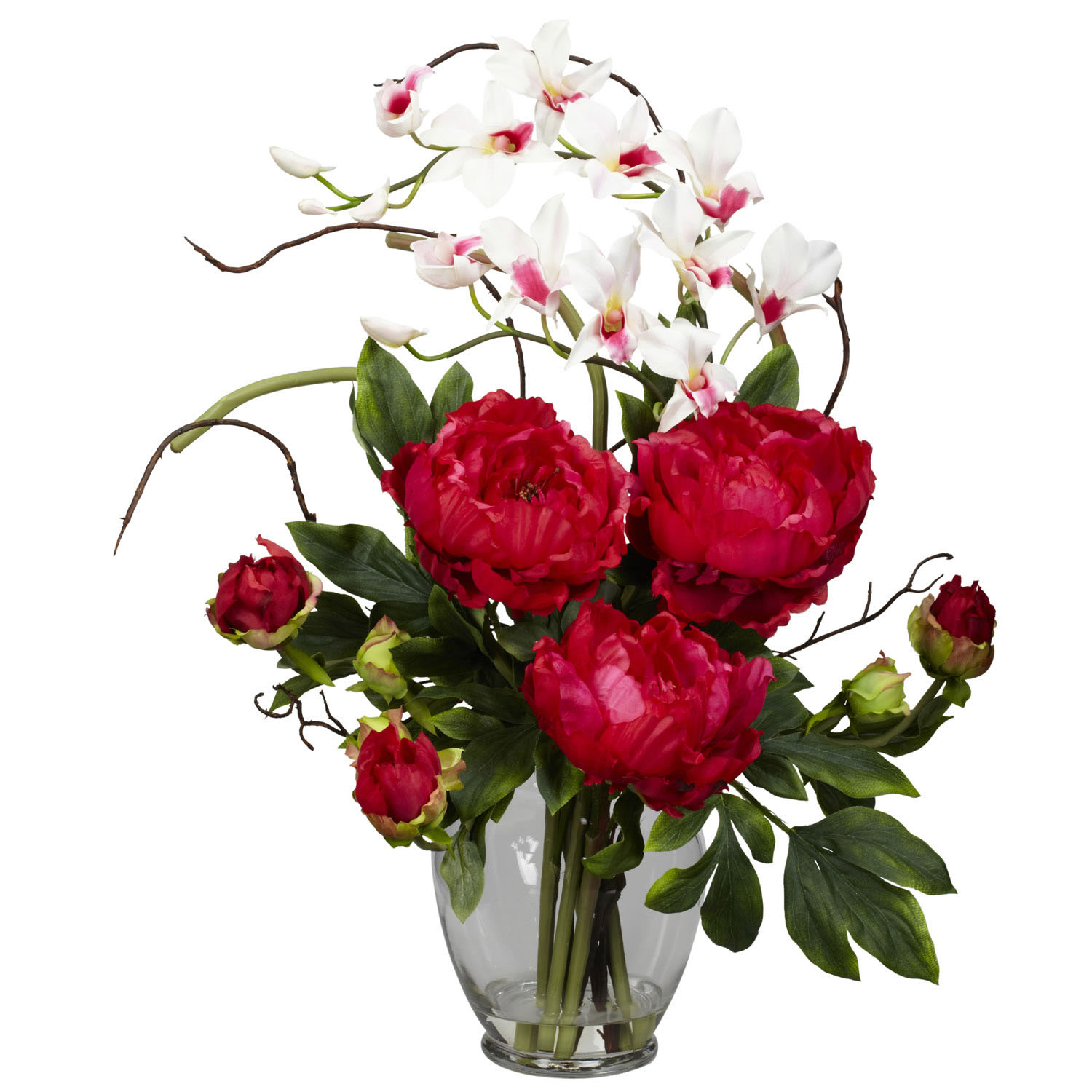 Peony and Orchid Silk Flower Arrangement  1175