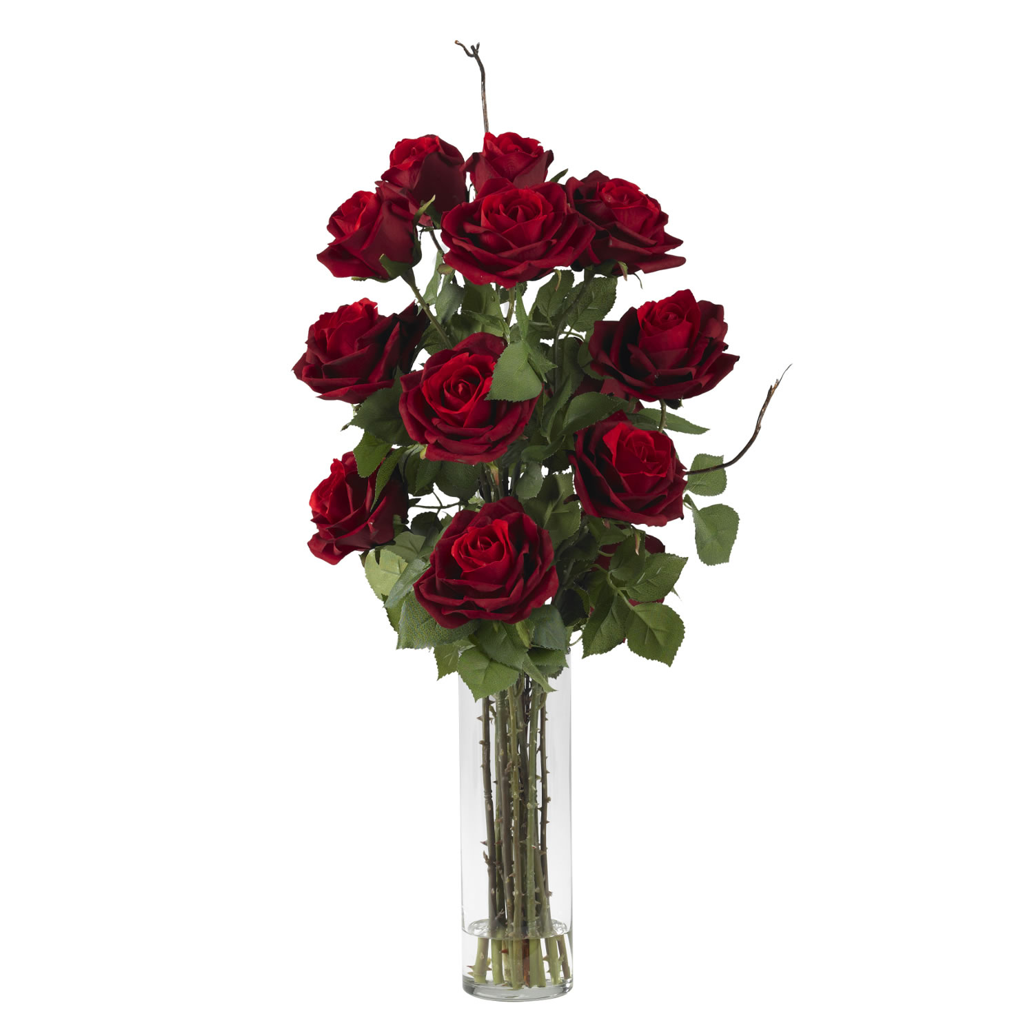 Silk Rose Arrangement in Cylinder Vase