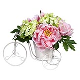 Silk Peony and Hydrangea Tricycle Arrangement