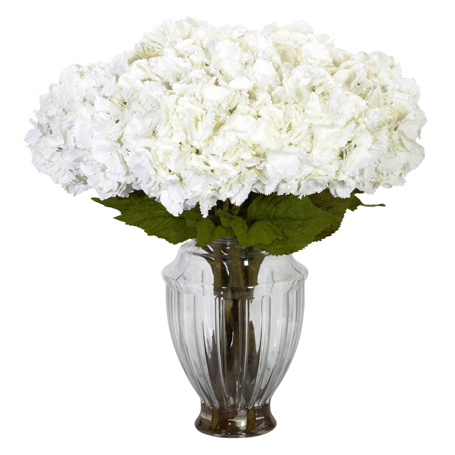 Large Silk Hydrangea Arrangement with European Vase