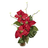 Silk Poinsettias in Fluted Vase