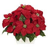 Silk Poinsettias in White Wash Planter