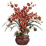Cymbidium Silk Arrangement with Decorative Vase