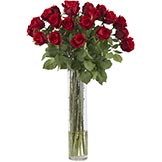 Silk Rosebud Arrangement in Cylinder Vase