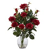 Silk Rose Bush with Vase