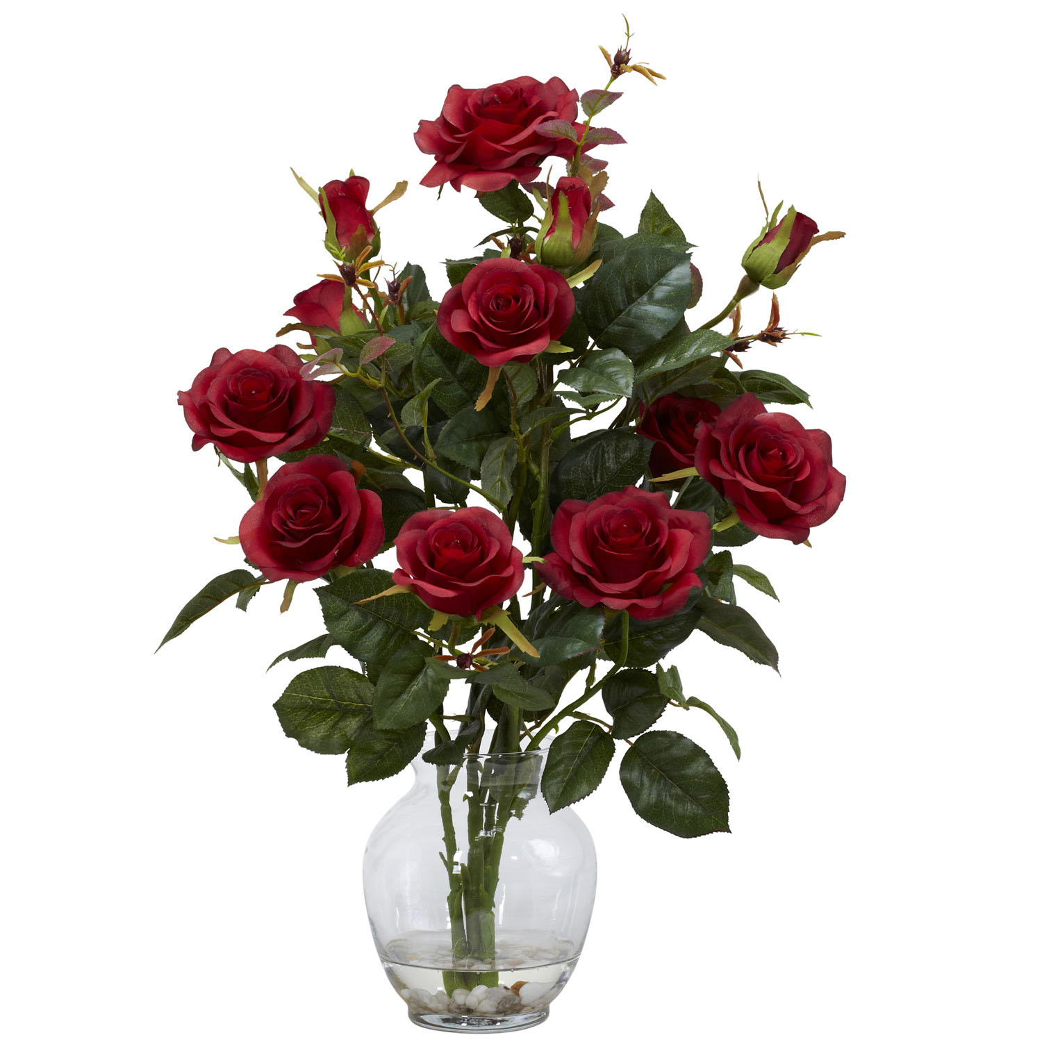 Silk Rose Bush with Vase