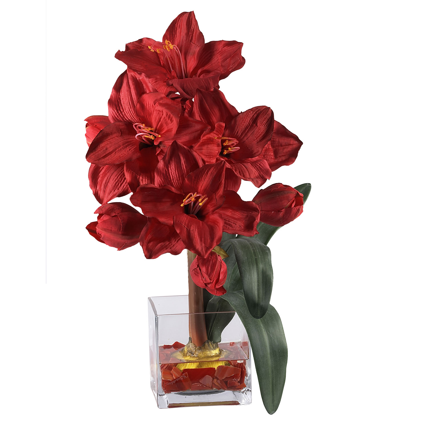 Silk Amaryllis Acrylic Arrangement 1110RD