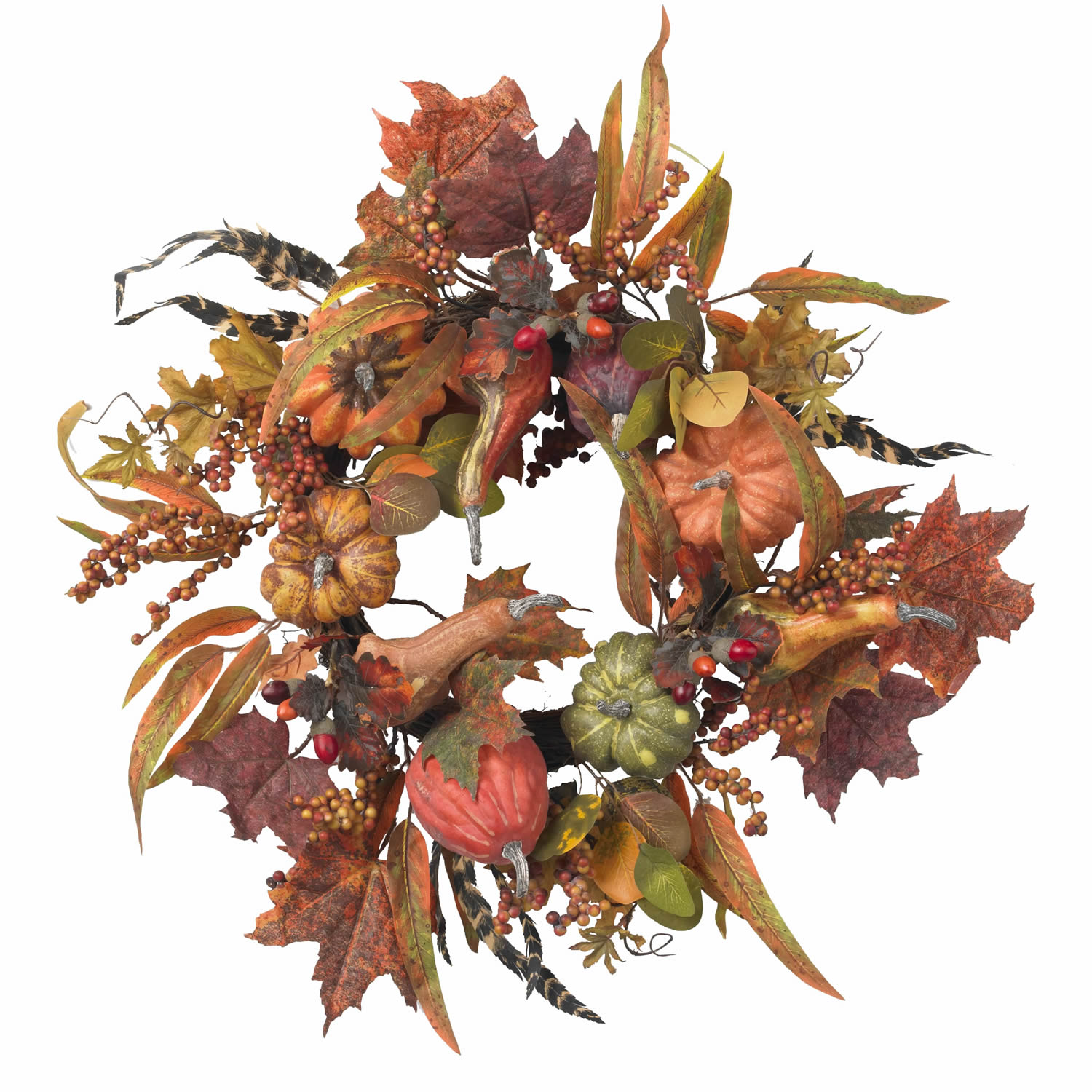24 inch Pumpkin and Berry Wreath