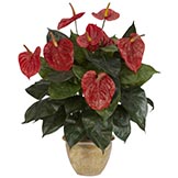 Silk Anthurium in Ceramic Vase