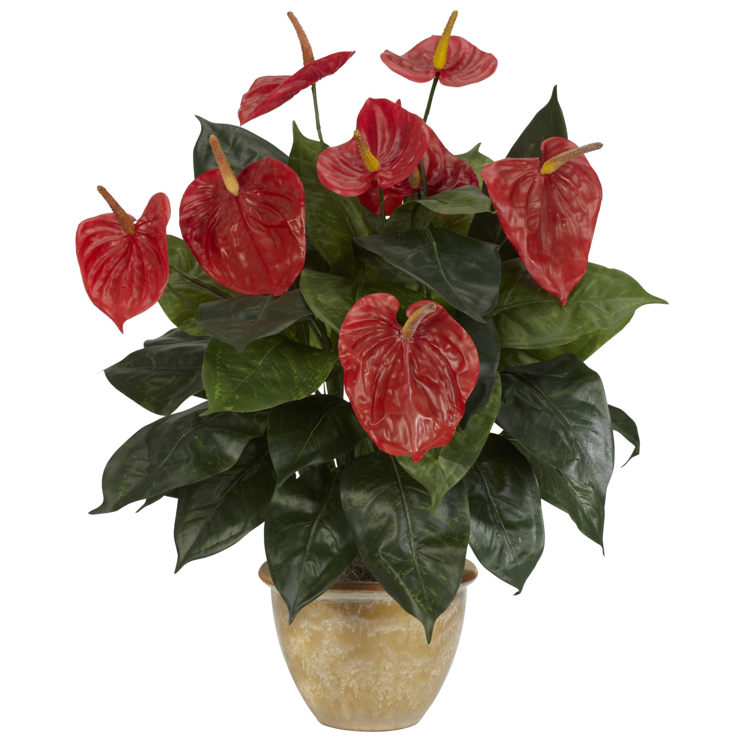 Silk Anthurium in Ceramic Vase