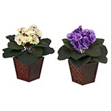 Silk African Violet with Vase (Set of 2)