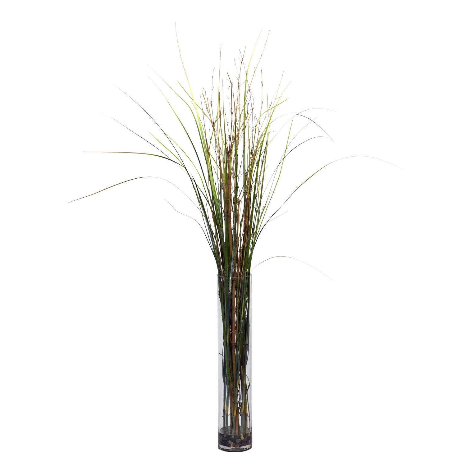 47 Inch Grass And Bamboo In Cylinder Vase