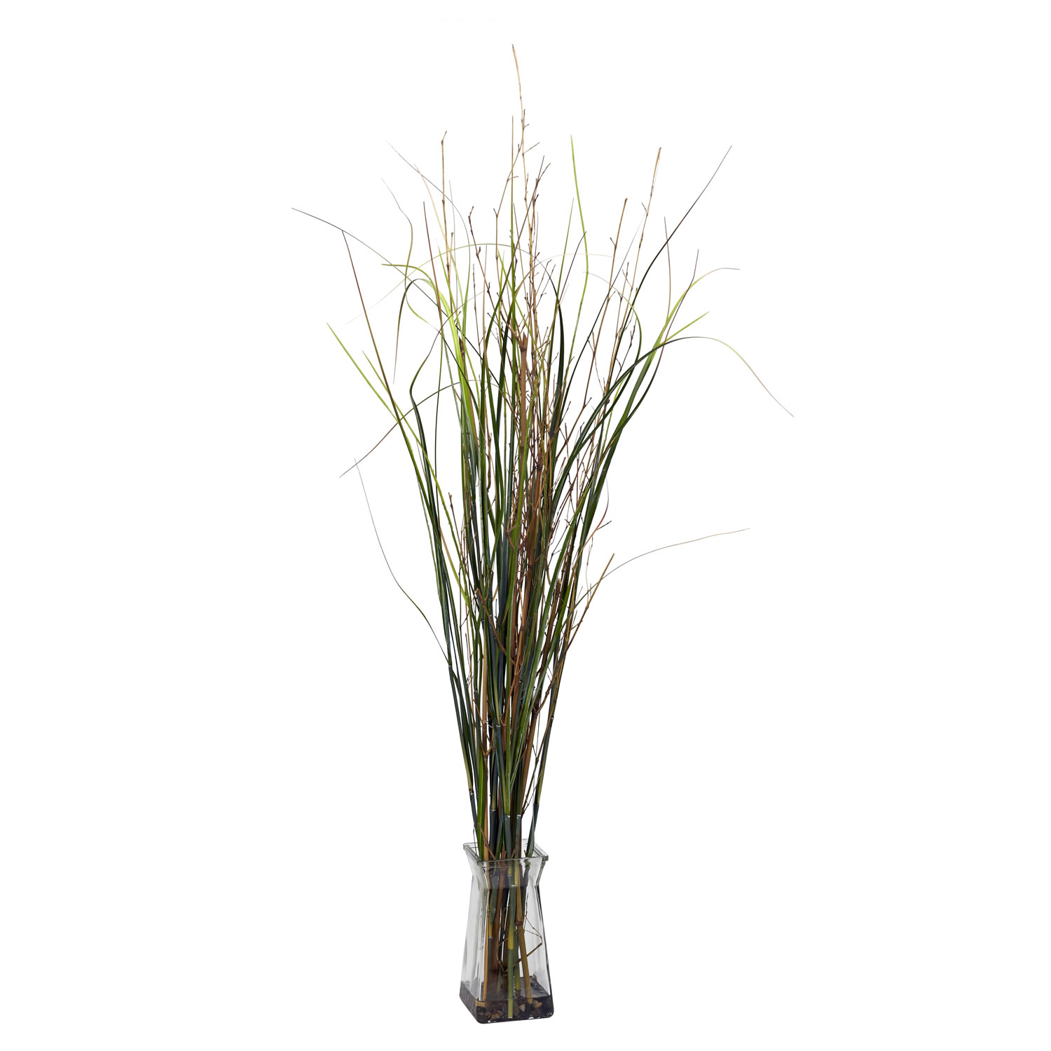 46 Inch Grass And Bamboo In Glass Vase