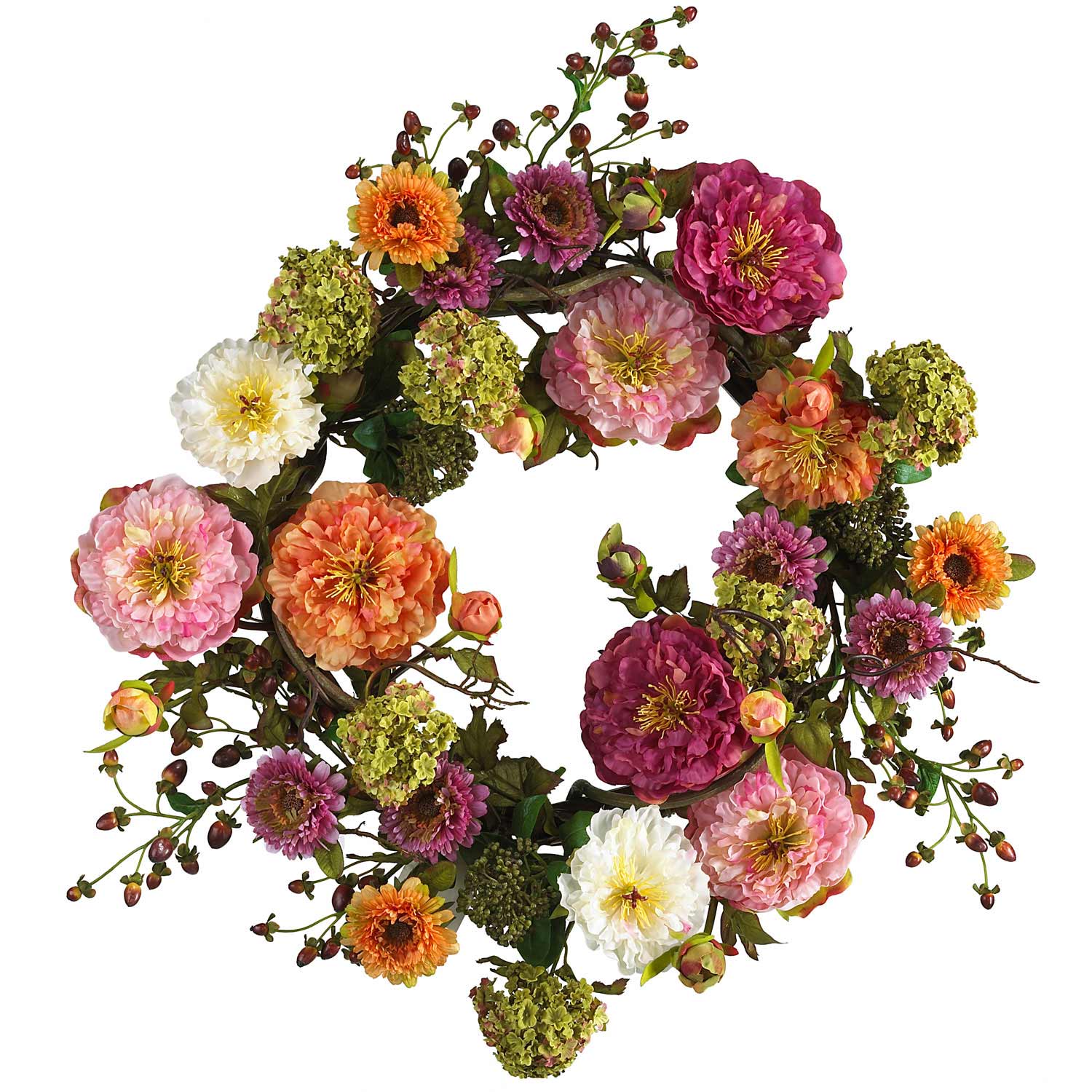 24 inch Mixed Peony Wreath