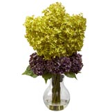 25 inch Silk Bostonian Hydrangea Arrangement in Vase