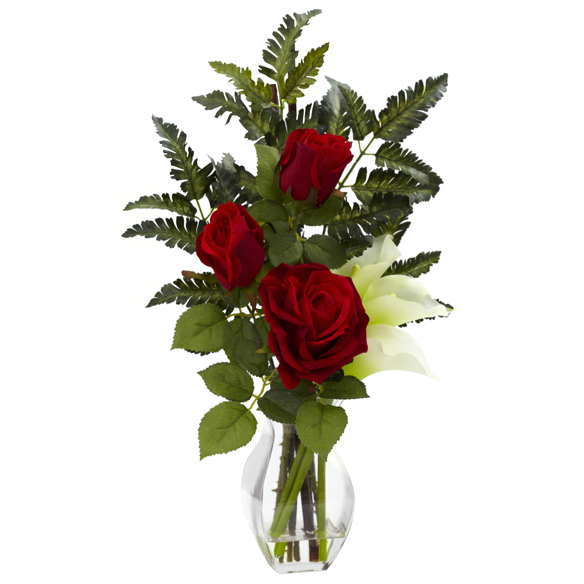 21 inch Silk Rose & Calla Lilies in Vase
