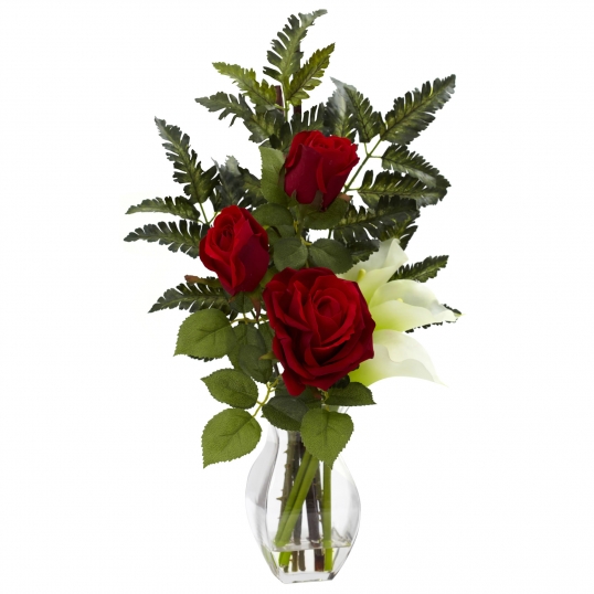 21 inch Silk Rose & Calla Lilies in Vase