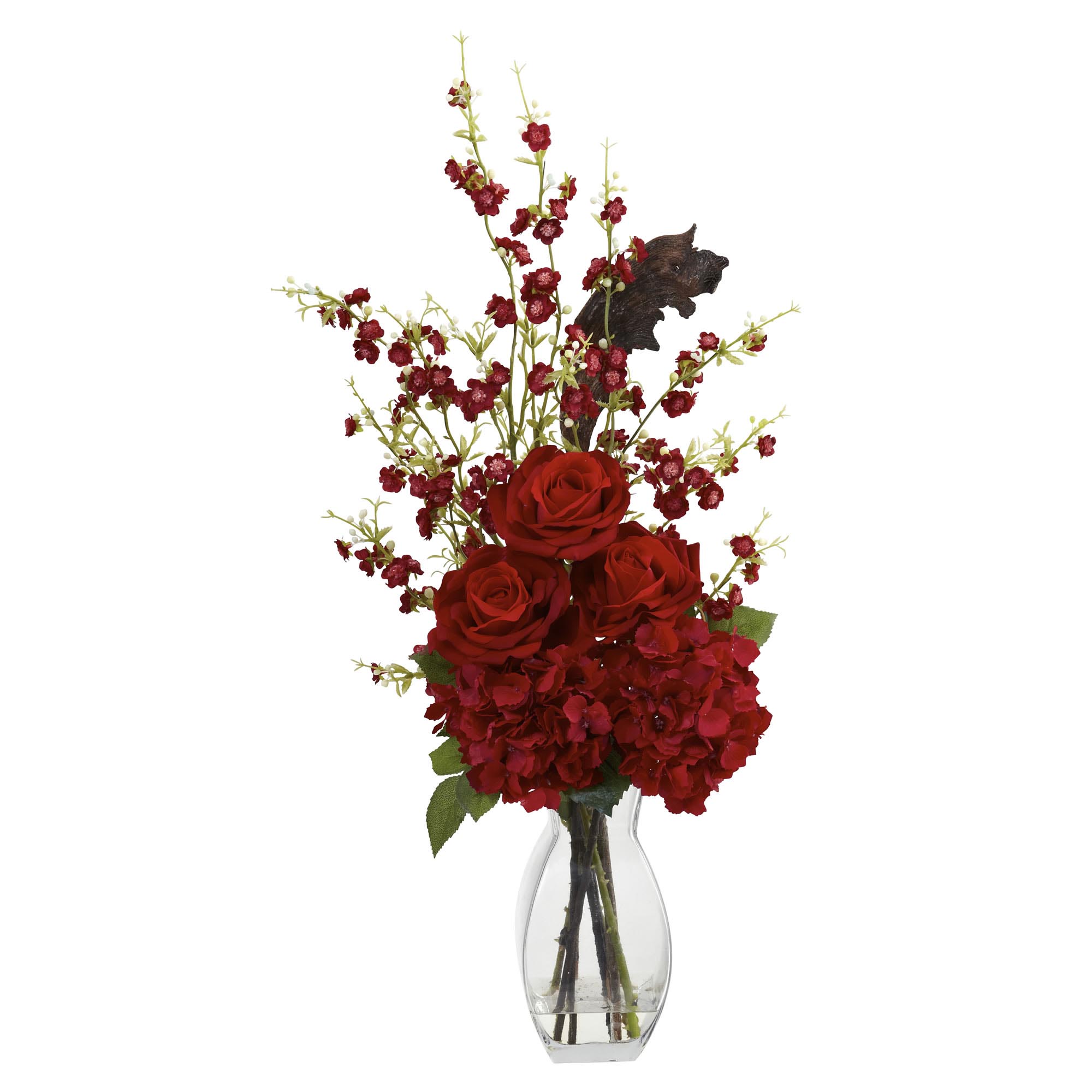 29 Inch Silk Hydrangea, Cherry Blossom And Rose Arrangement