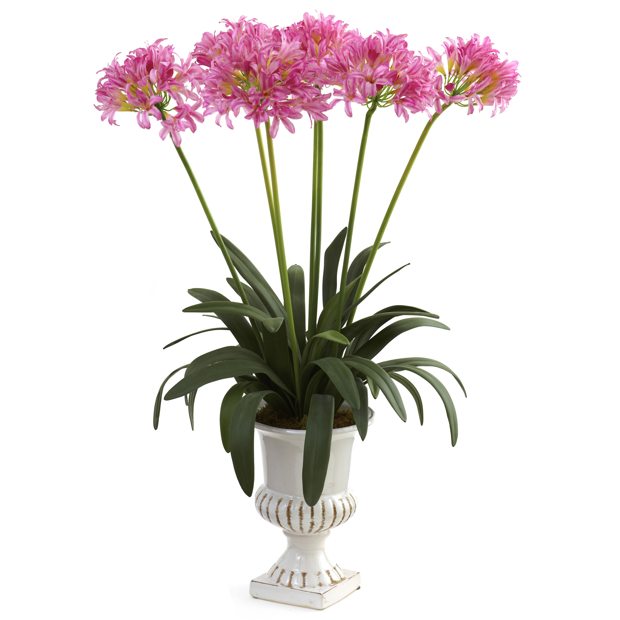 34 Inch Artificial African Lily Arrangement In Urn: Multiple Colors