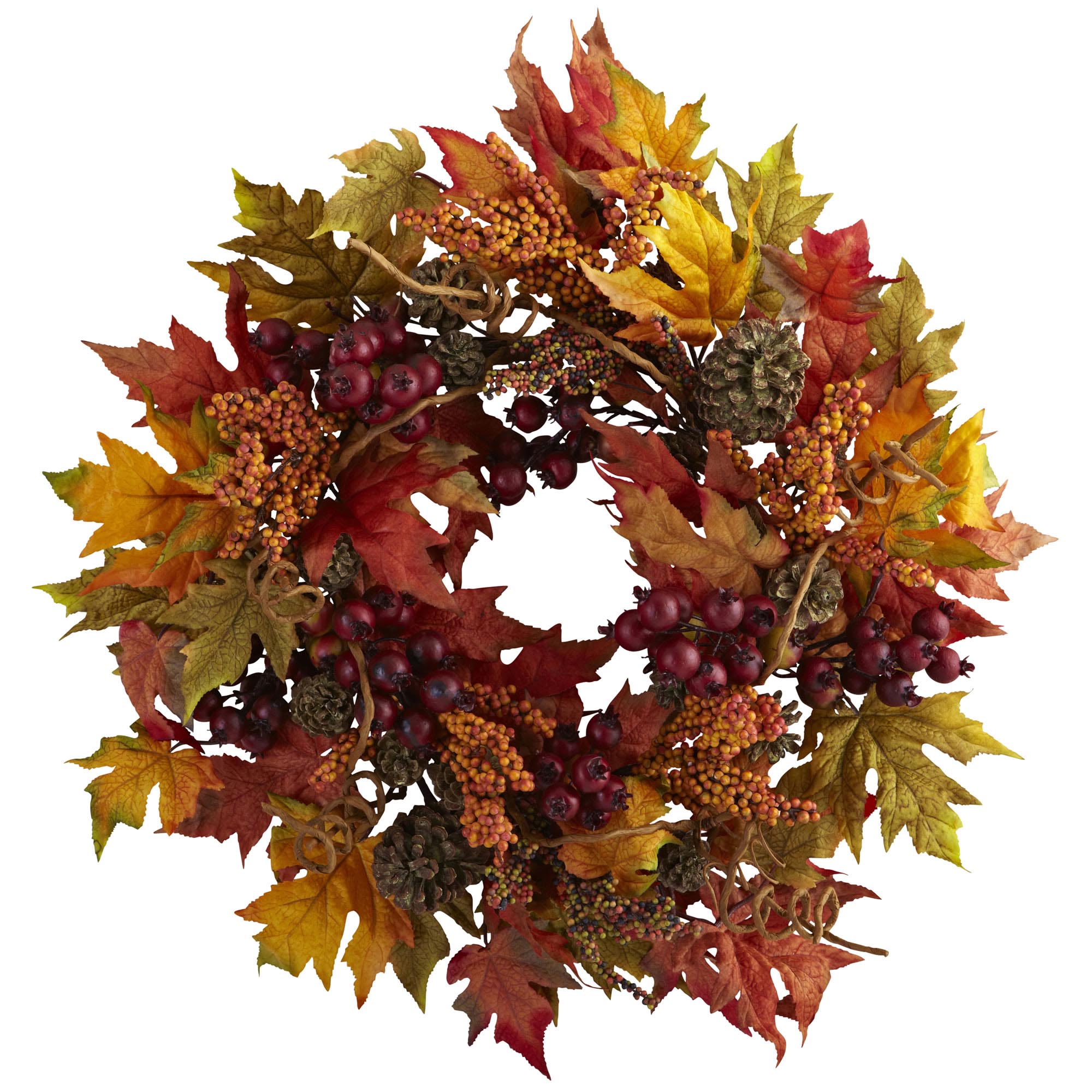 inch Artificial Maple and Berry Wreath