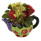 7 inch Artificial Rose & Hydrangea in Decorative Vase