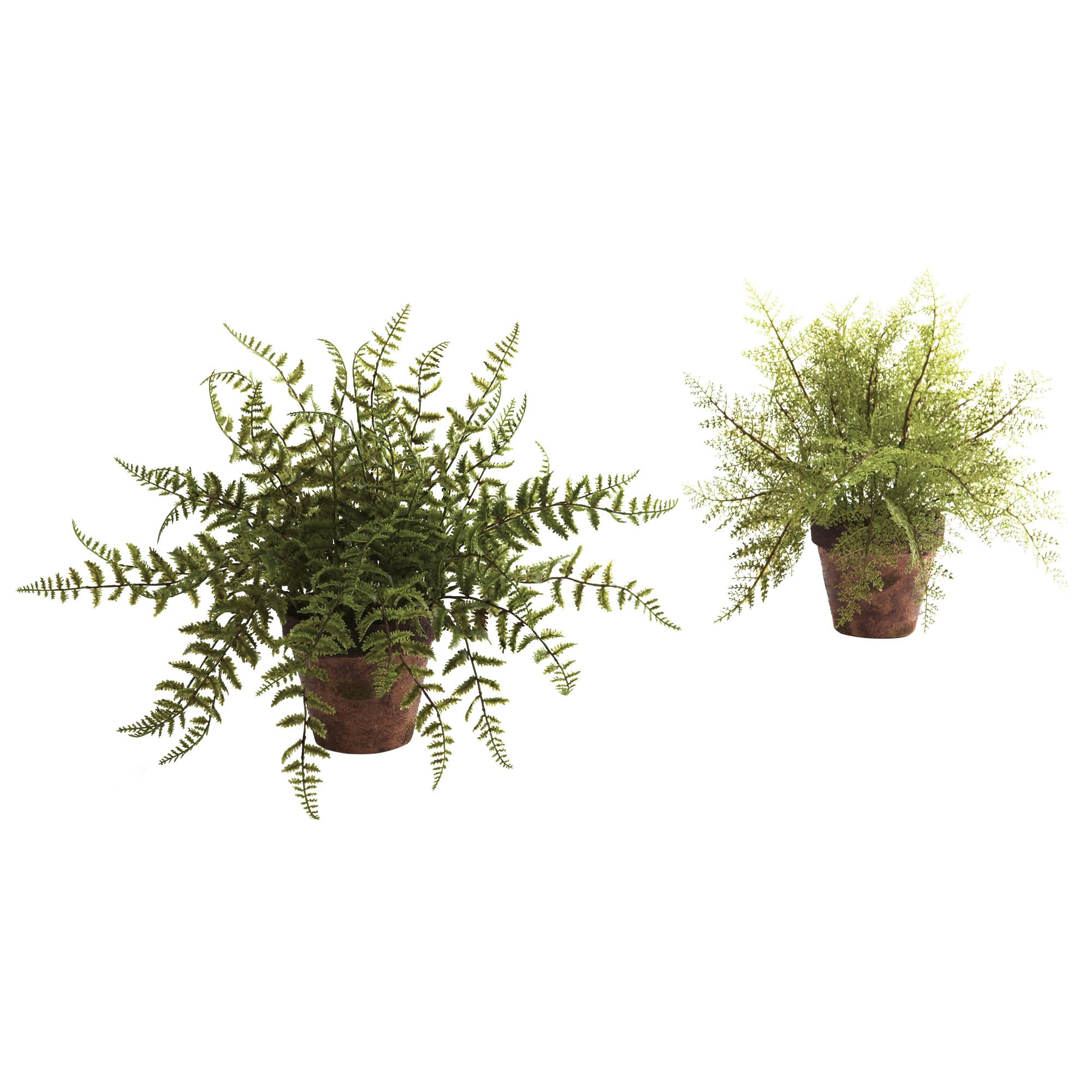 12 Inch Artificial Fern In Decorative Planter (set Of 2)