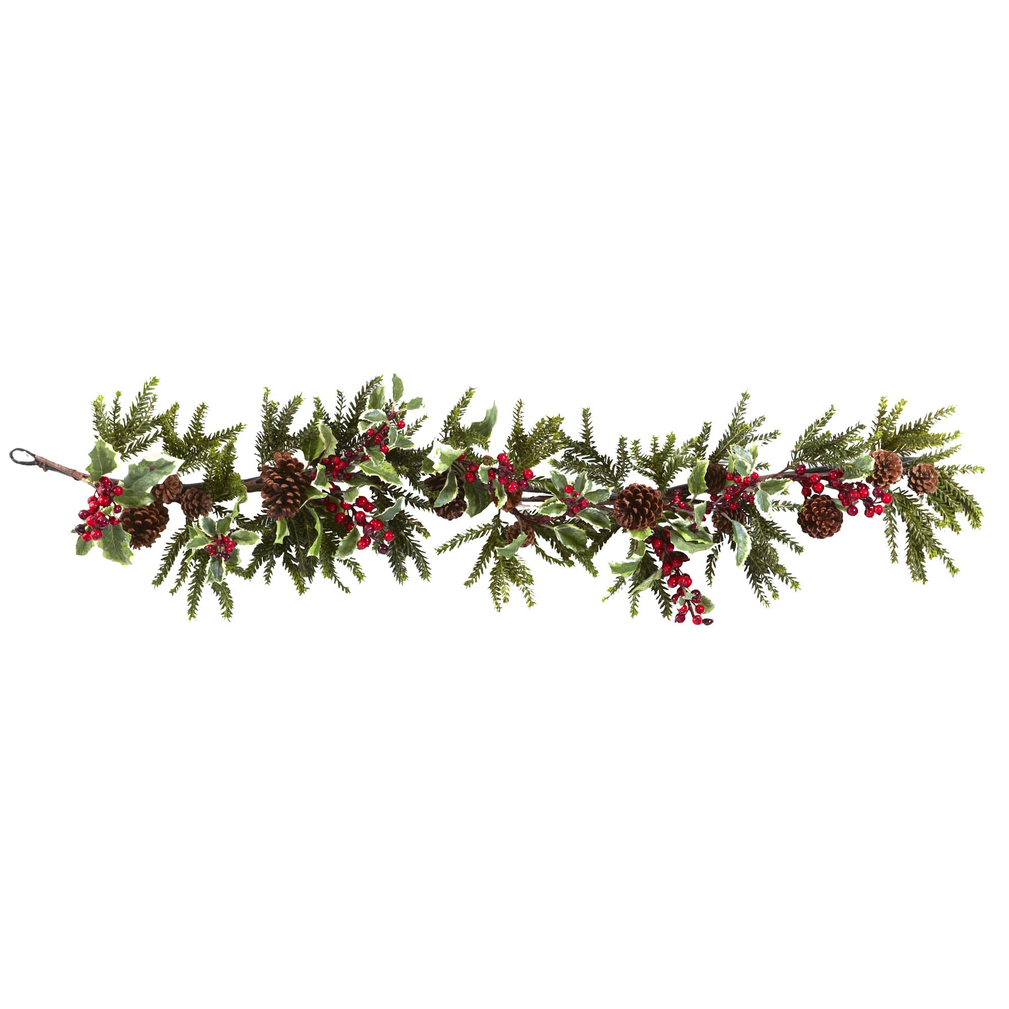 Indoor/Outdoor Artificial Holiday Red Holly Berry Garland 