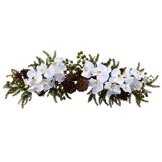 30 inch Artificial Phalaenopsis Orchid & Pine Swag