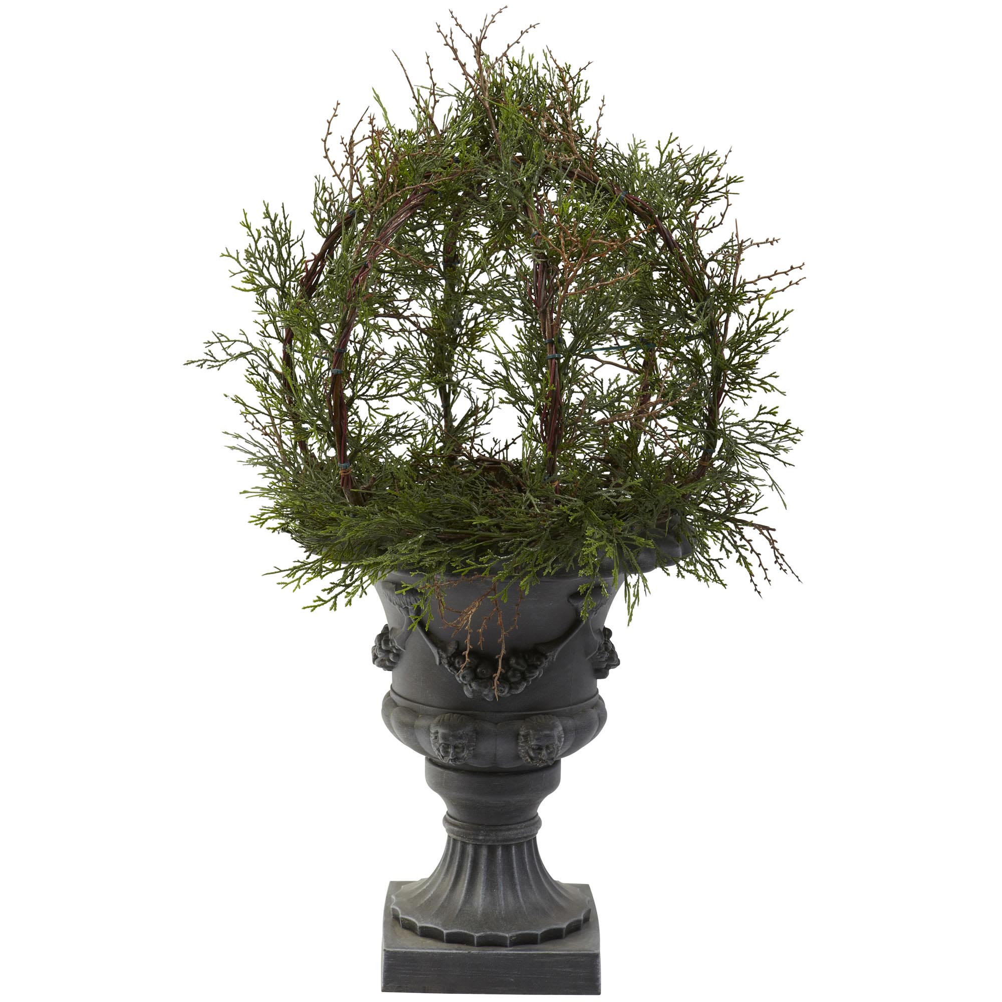 30 Inch Artificial Pond Cypress Topiary In Urn
