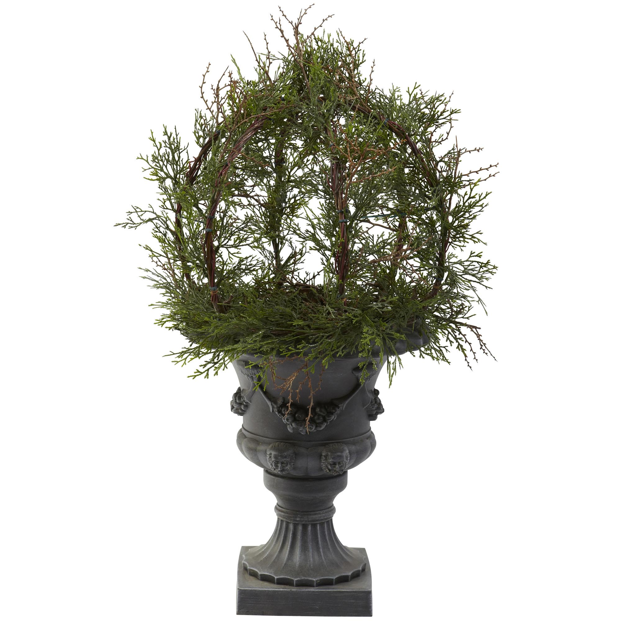 30 inch Artificial Pond Cypress Topiary in Urn 4956