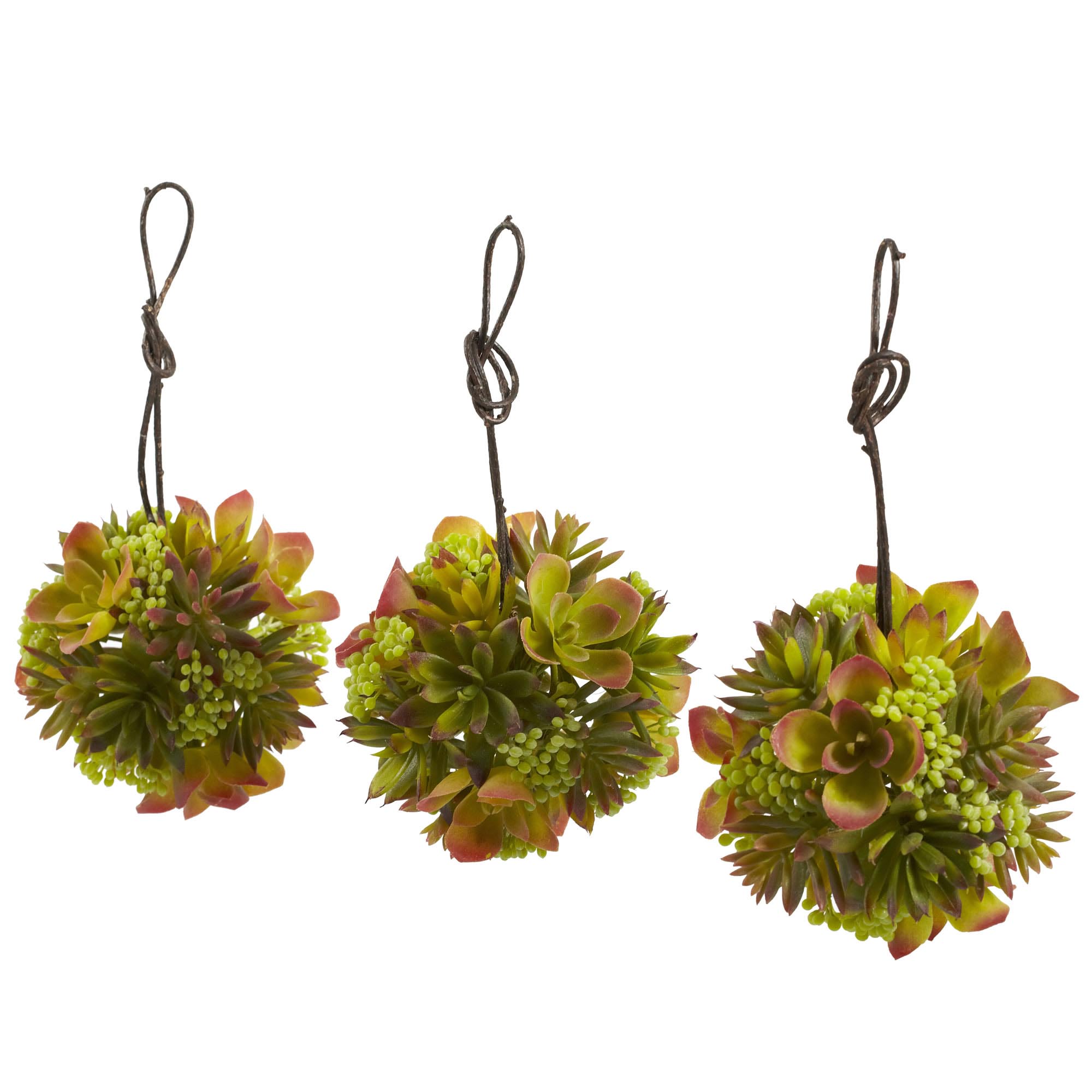 5 inch Artificial Mixed Succulent Hanging Ball (Set of 3) 4958S3
