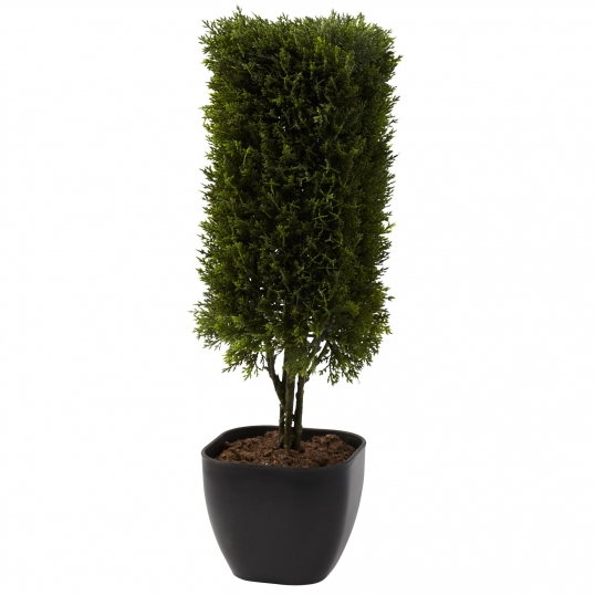 19 inch Artificial Cedar Column Topiary in Planter