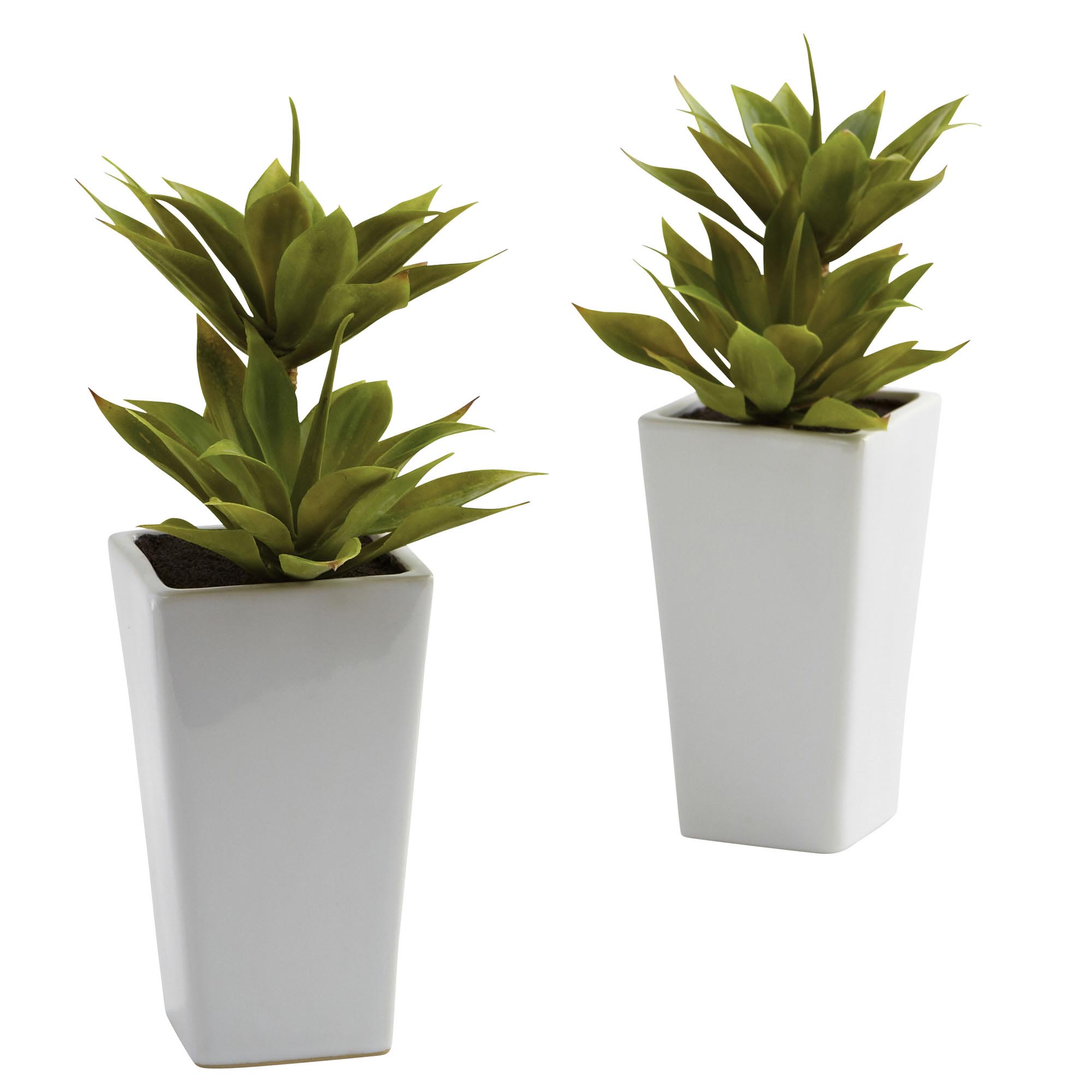 inch Artificial Double Mini Agave Planter (Set of 2)