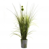 26 inch Artificial Grass & Dandelion in Cement Planter