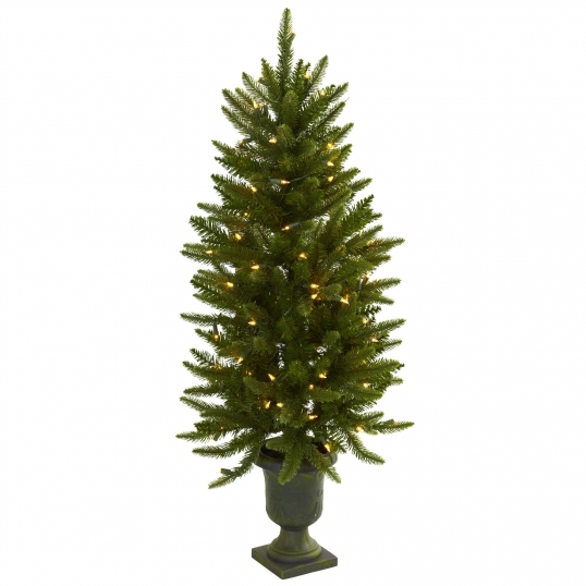 4 foot Artificial Christmas Tree in Urn: Clear Lights
