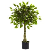 3 foot Outdoor Artificial Ficus Tree: Limited UV