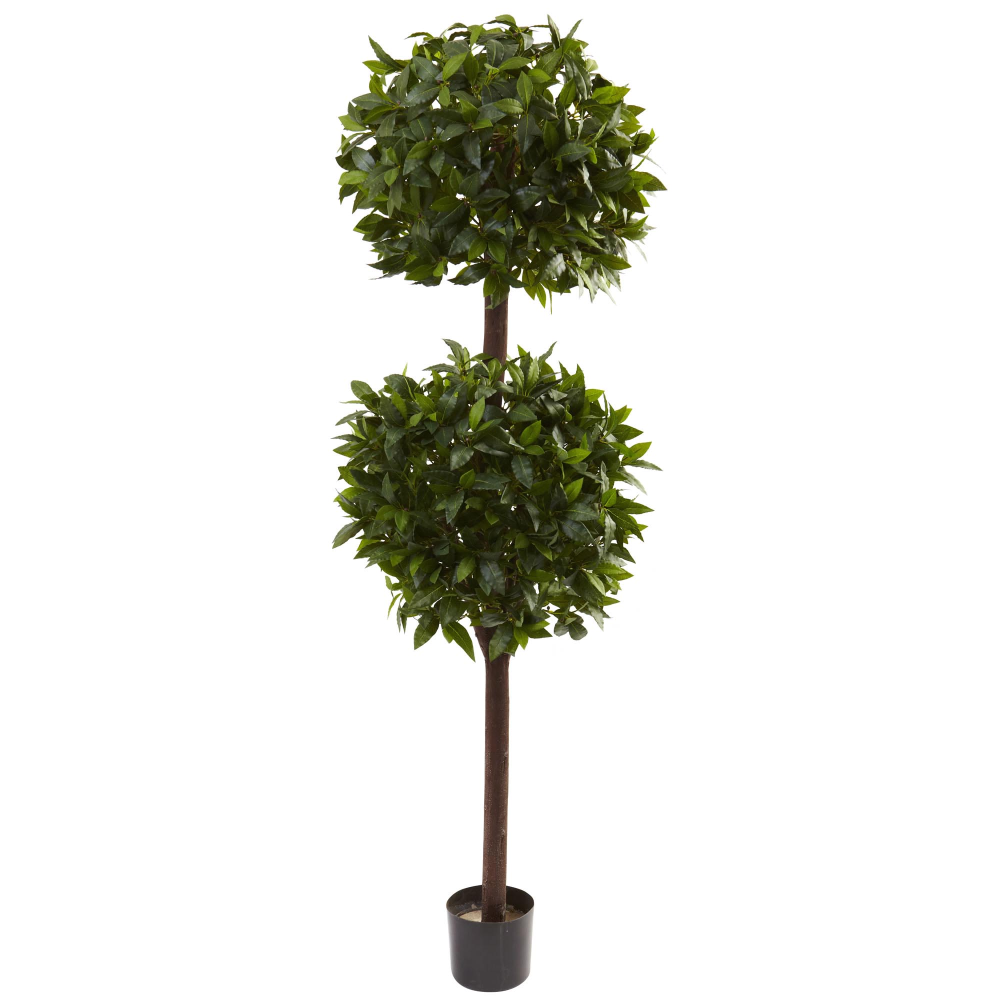 6 Foot Artificial Outdoor Sweet Bay Double Ball Topiary: Potted